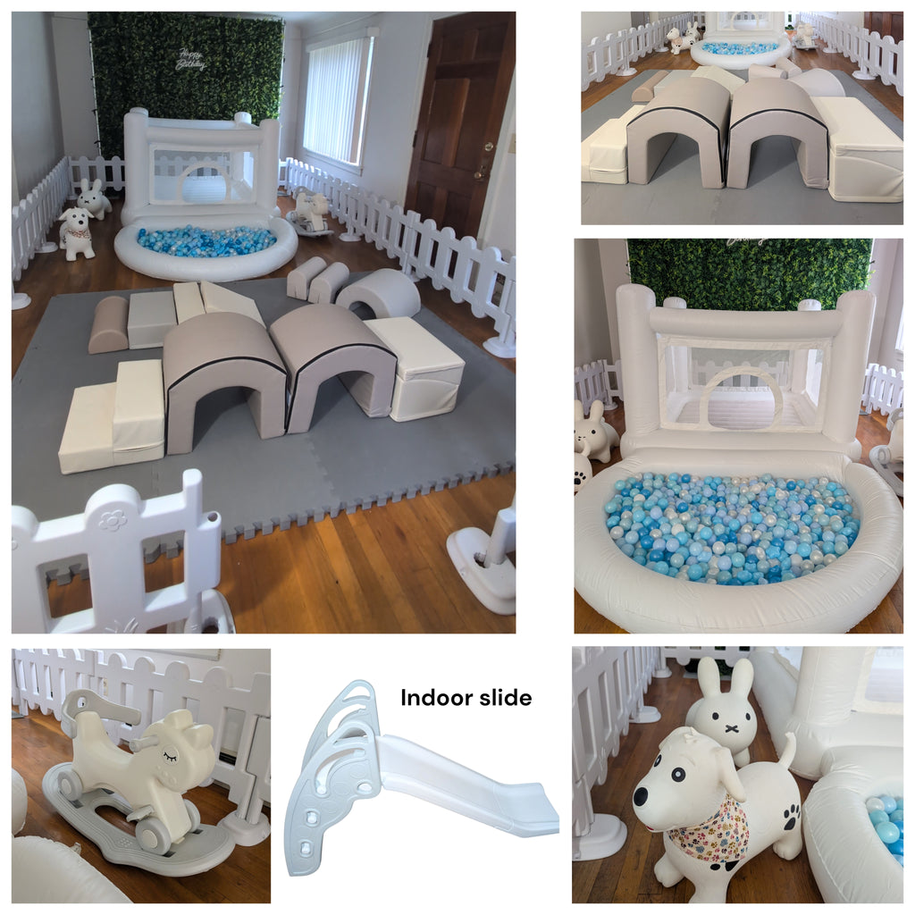 RENTAL - White Indoor Soft Play Set with white fence