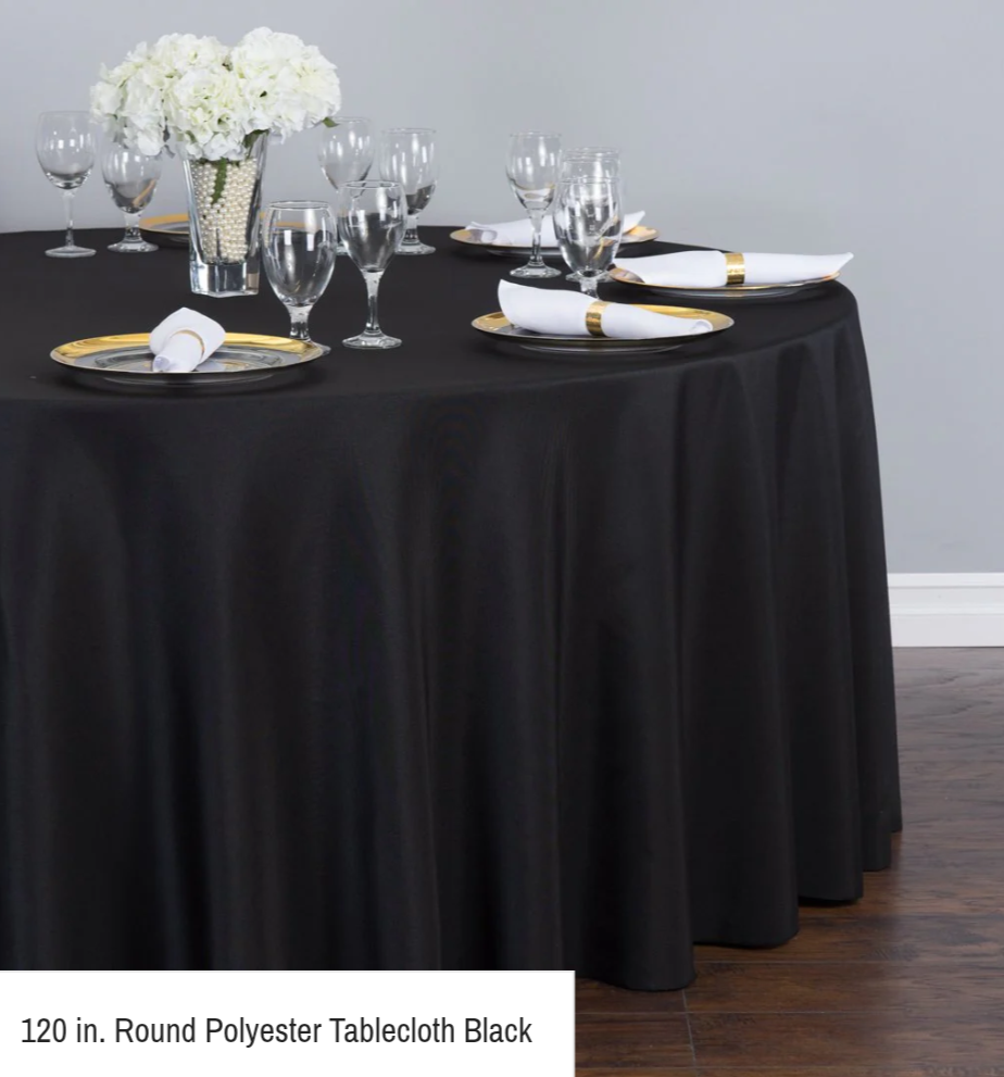 RENTAL - 120" black polyester table cloth