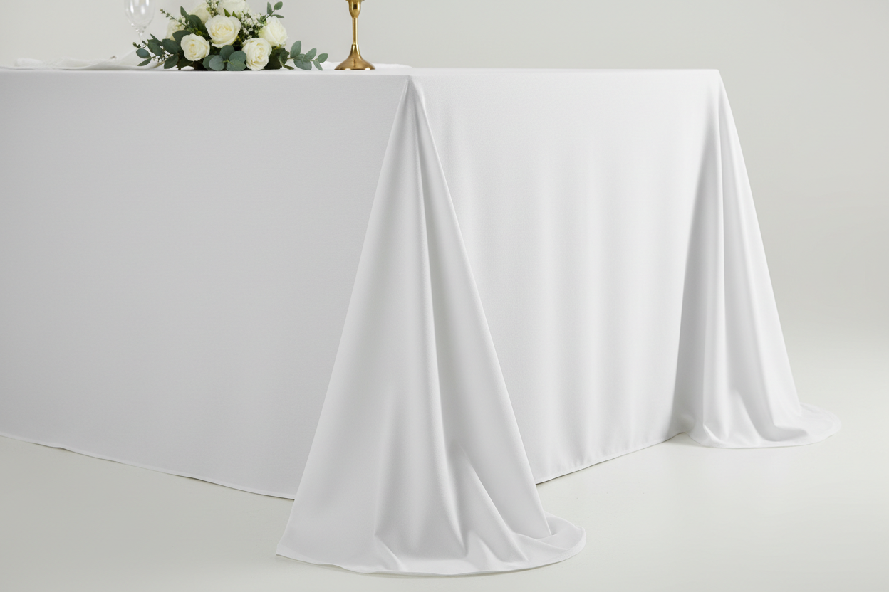 90" × 150" White Tablecloth Rental Ad