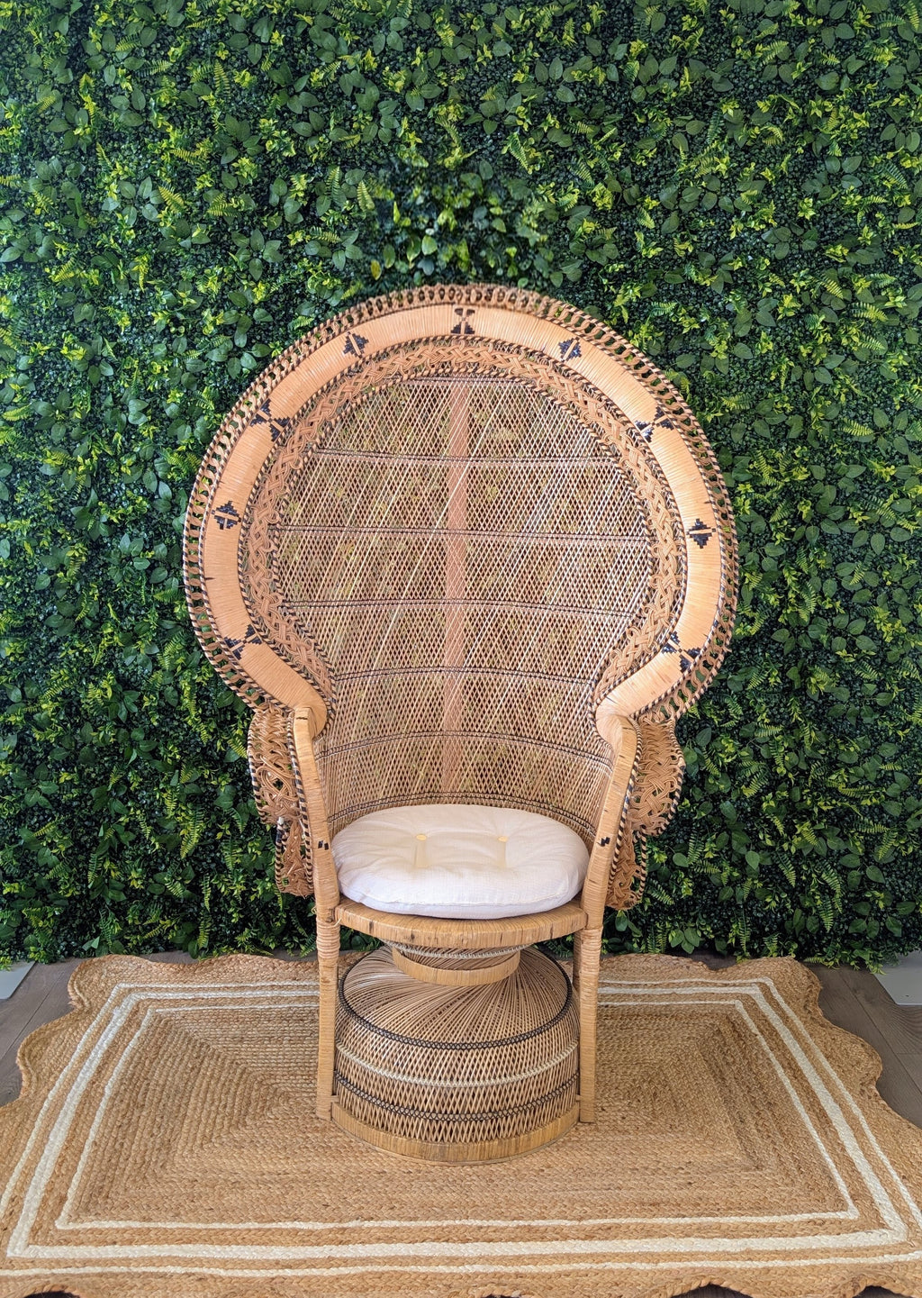 RENTAL - Scalloped edge Jute Rug, 4'×6' in dimensions