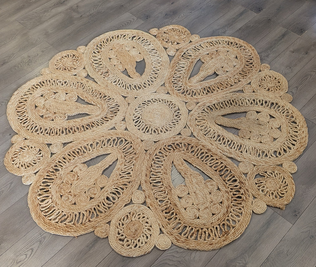 RENTAL - Floral Jute Rug 6' in diameter