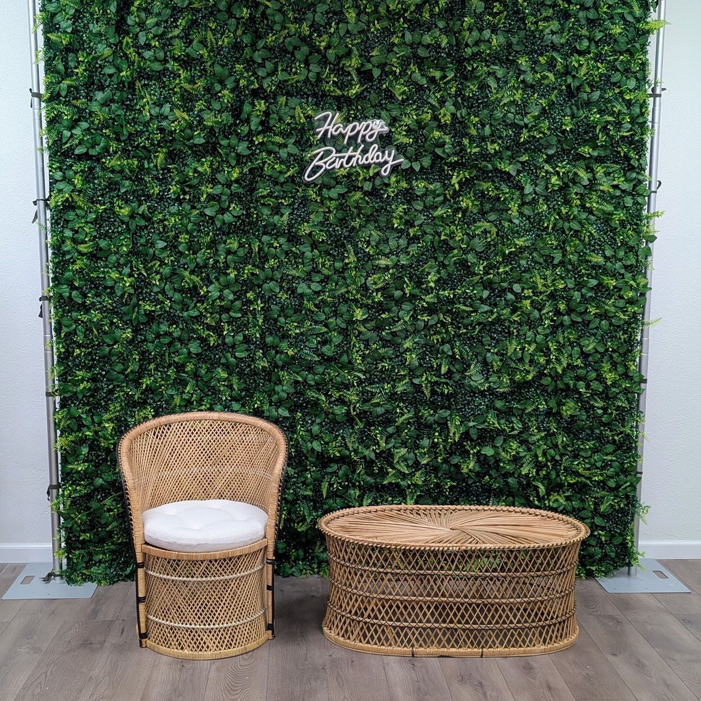 RENTAL - Barrel Rattan Chair with Side Oval Table