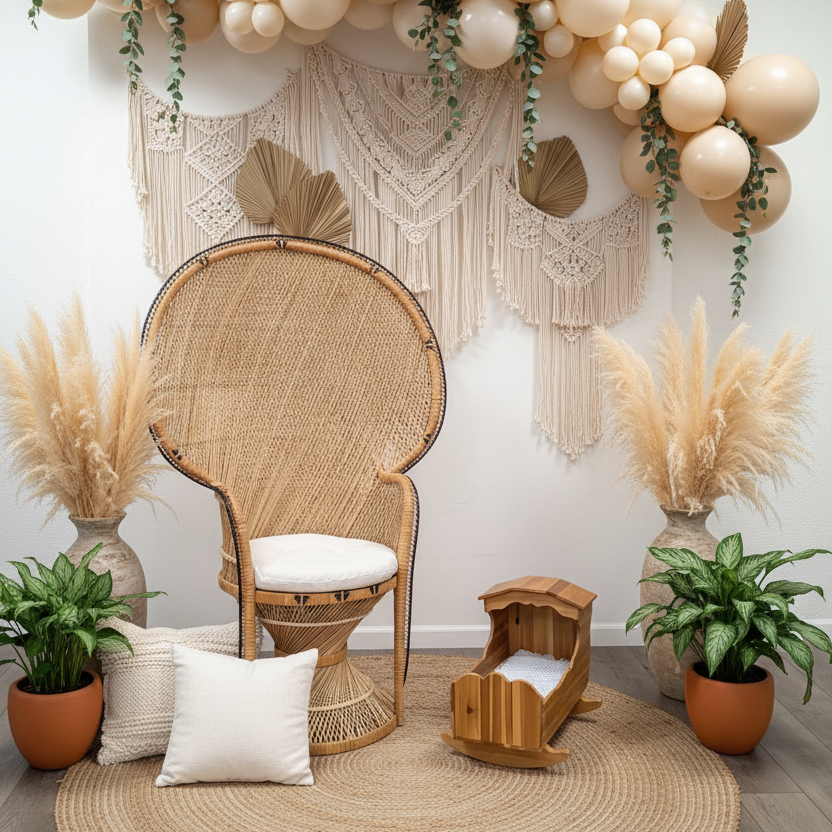 Boho Baby Shower Setup