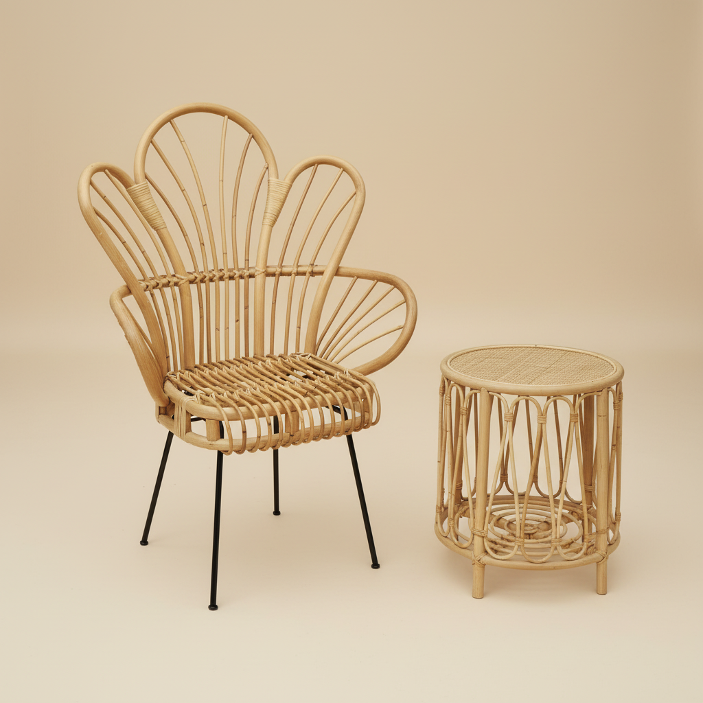 RENTAL - Boho Flower Chair And Side Table Combo