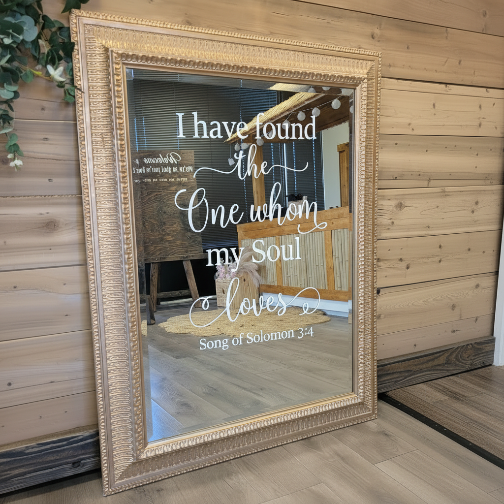Mirror with centered text