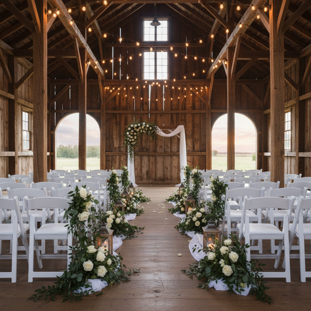 Rustic barn wedding ceremony