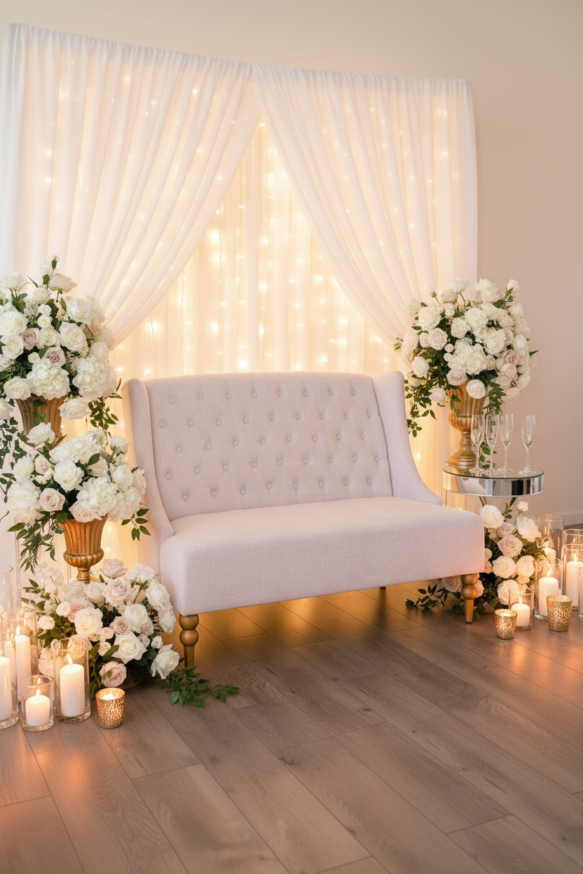 White Settee at Wedding Reception